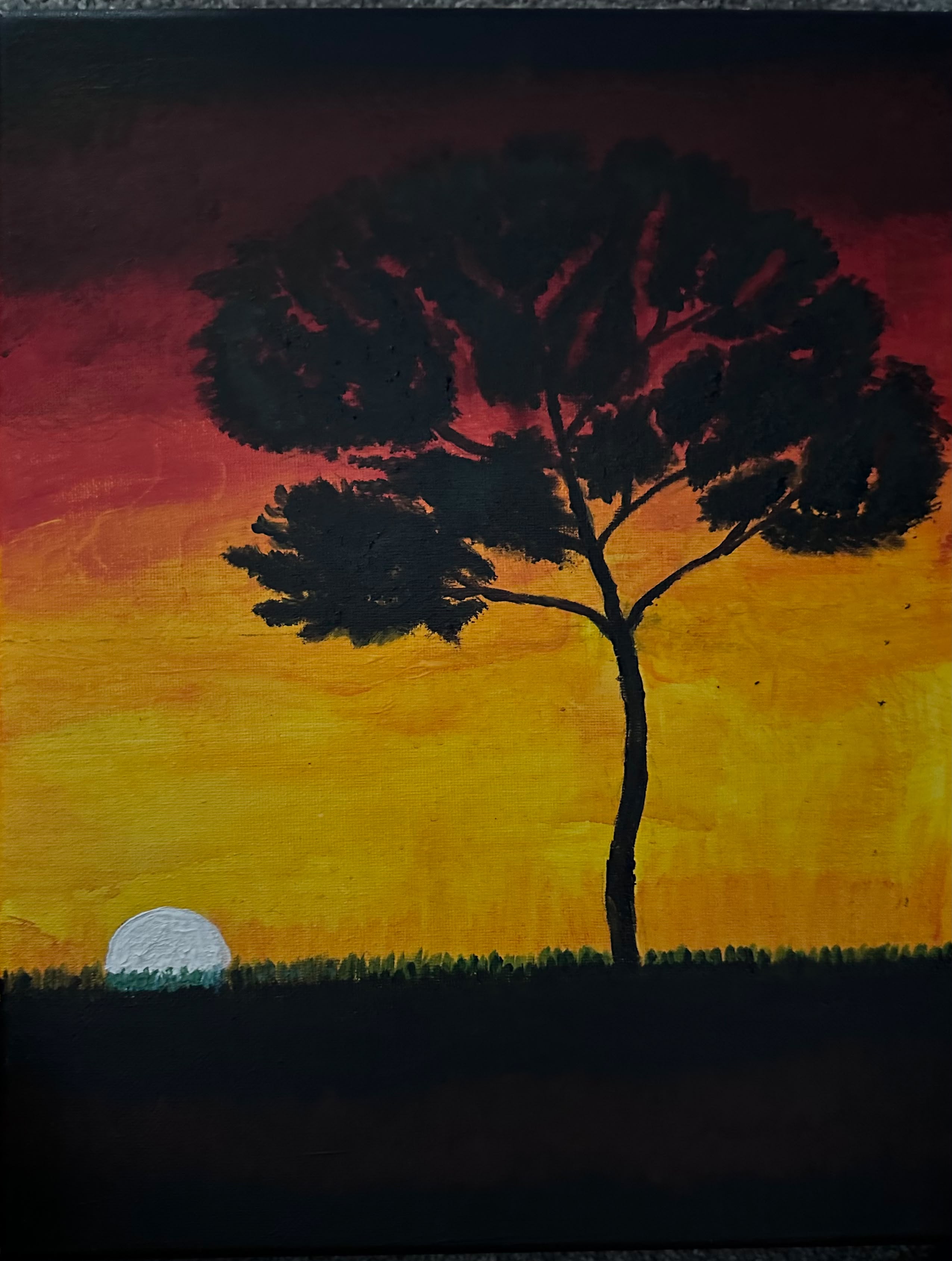 Sunset tree painting by Nazrul Islam